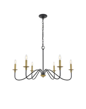 Rohan 6 light Matte Black and Brass Pendant