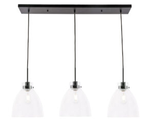 Frey 3 light Black and Clear glass pendant
