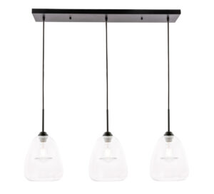Kason 3 light Black and Clear glass pendant