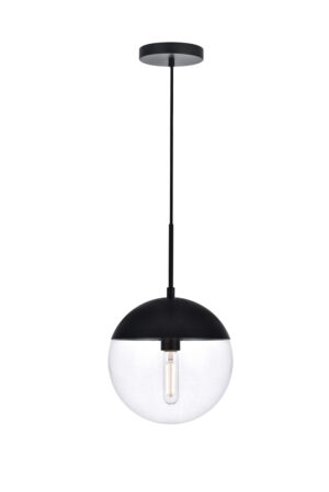Eclipse 1 Light Black Pendant With Clear Glass