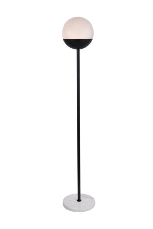 Eclipse 1 Light Black Floor Lamp With Frosted White Glass
