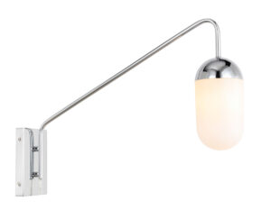 Kace 1 light Chrome and frosted white glass wall sconce