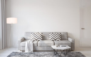 Cason 1 light Silver and White shade Floor lamp