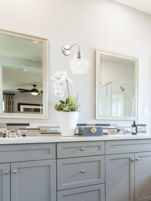 Pierce 1 light Chrome and Clear seeded glass wall sconce