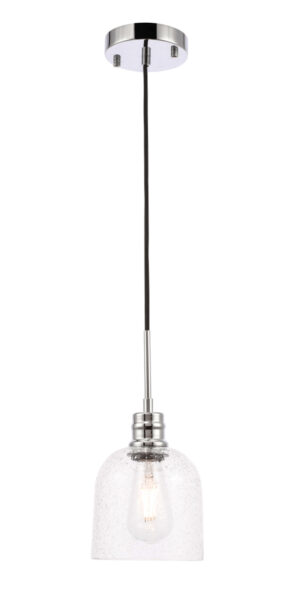 Gabe 1 light Chrome and Clear seeded glass pendant