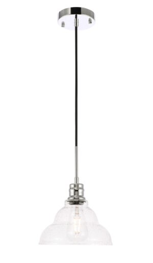 Gil 1 light Chrome and Clear seeded glass pendant