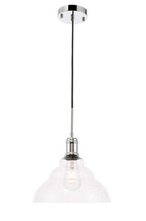 Gil 1 light Chrome and Clear seeded glass pendant