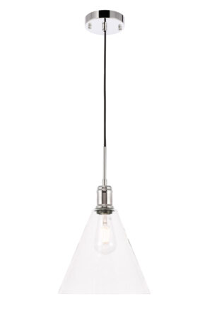Hugh 1 light Chrome and Clear glass pendant
