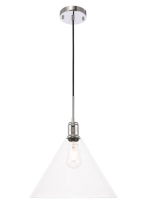 Hugh 1 light Chrome and Clear glass pendant