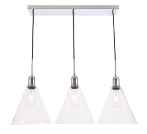 Hugh 3 light Chrome and Clear glass pendant
