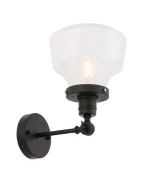 Lyle 1 light Black and Clear seeded glass wall sconce