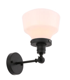 Lyle 1 light Black and frosted white glass wall sconce