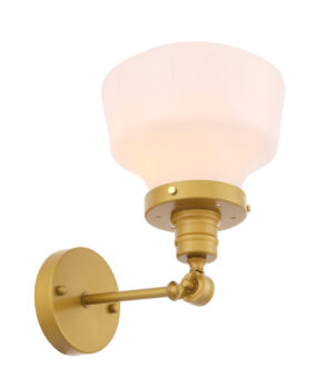 Lyle 1 light Brass and frosted white glass wall sconce