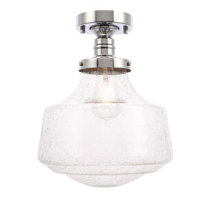 Lyle 1 light Chrome and Clear seeded glass Flush mount