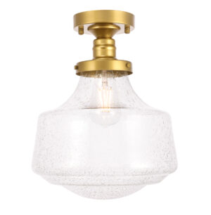Lyle 1 light Brass and Clear seeded glass Flush mount