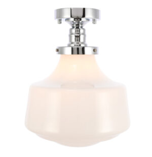 Lyle 1 light Chrome and frosted white glass Flush mount