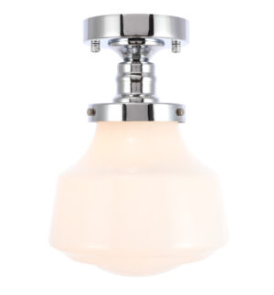 Lyle 1 light Chrome and frosted white glass Flush mount