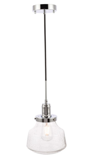 Lyle 1 light Chrome and Clear seeded glass pendant