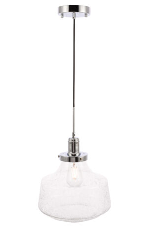 Lyle 1 light Chrome and Clear seeded glass pendant