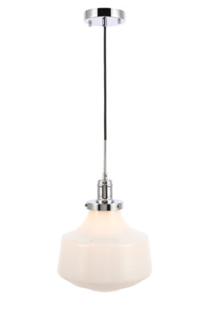 Lyle 1 light Chrome and frosted white glass pendant