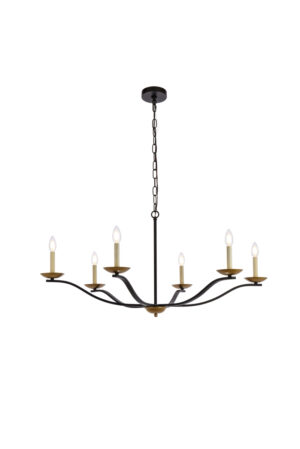 Trey 42 inch pendant in black and brass