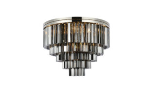 Sydney 17 light polished nickel Flush Mount Silver Shade (Grey) Royal Cut Crystal