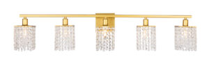 Phineas 5 light Brass and Clear Crystals wall sconce