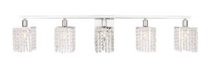 Phineas 5 light Chrome and Clear Crystals wall sconce