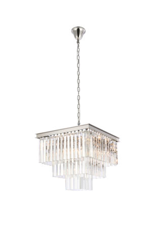 Sydney 21.5 inch square crystal chandelier in polished nickel
