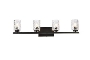 Cassie 4 lights bath sconce in black with clear shade