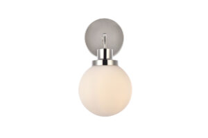 Hanson 1 light bath sconce in polished nickel with frosted shade