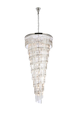 Sydney 30 inch spiral crystal chandelier in polished nickel