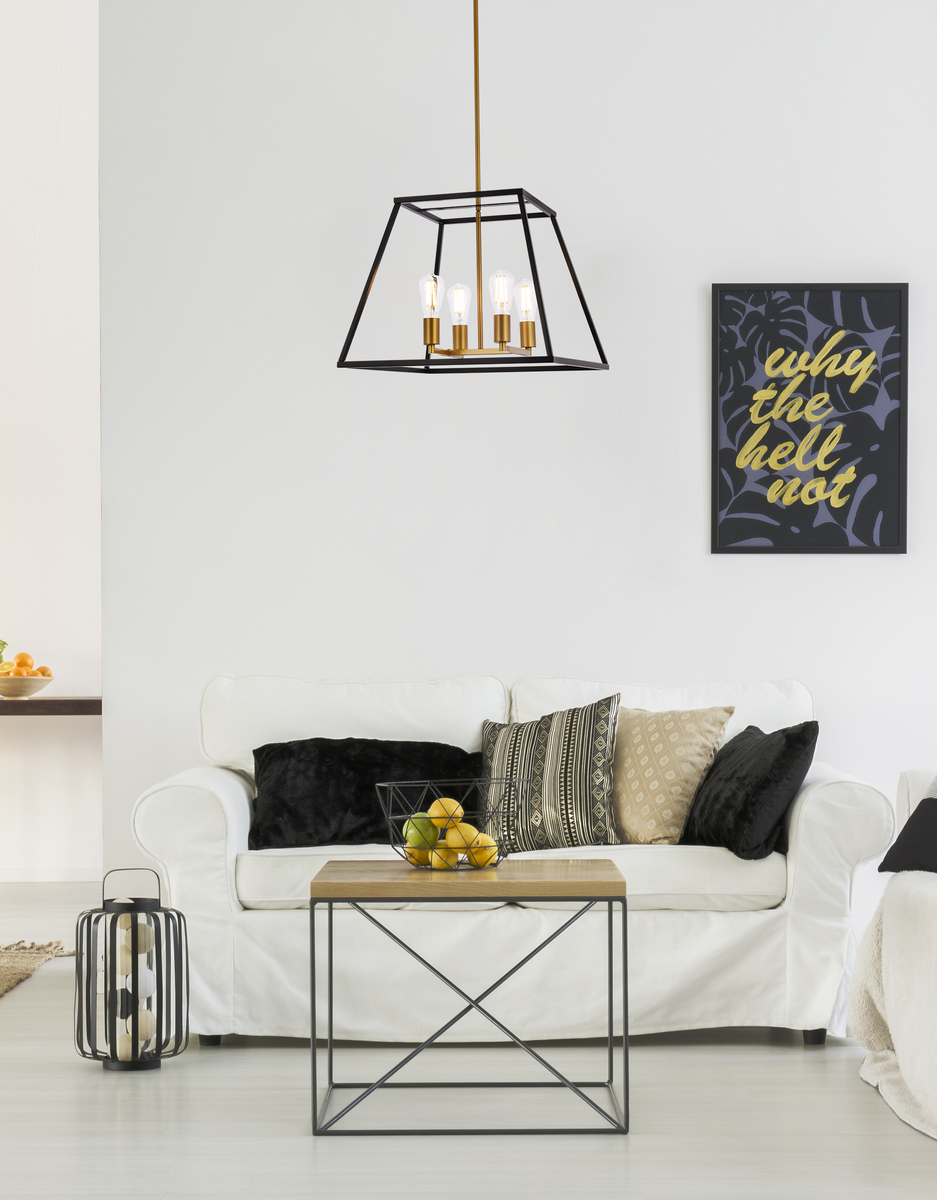 Declan 20 inch pendant in black and brass - Image 4