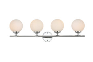 Ansley 4 light Chrome and frosted white Bath Sconce