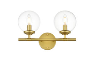Ingrid 2 light Brass and Clear Bath Sconce