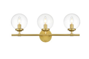 Ingrid 3 light Brass and Clear Bath Sconce