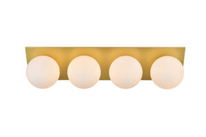Jillian 4 light Brass and frosted white Bath Sconce