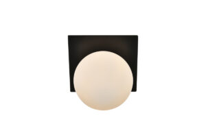 Jillian 1 light Black and frosted white Bath Sconce