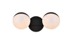 Majesty 2 light Black and frosted white Bath Sconce