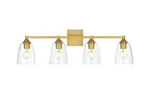 Gianni 4 light Brass and Clear Bath Sconce