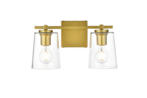 Kacey 2 light Brass and Clear Bath Sconce