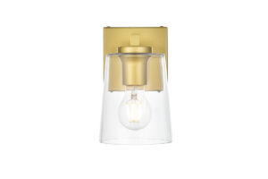 Kacey 1 light Brass and Clear Bath Sconce