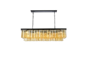 Sydney 12 light Matte Black Chandelier Golden Teak (Smoky) Royal Cut Crystal