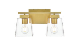 Merrick 2 light Brass and Clear Bath Sconce