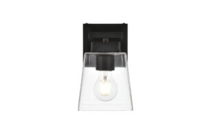 Merrick 1 light Black and Clear Bath Sconce