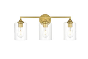Mayson 3 light Brass and Clear Bath Sconce