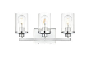 Saanvi 3 light Chrome and Clear Bath Sconce