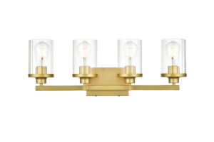 Saanvi 4 light Brass and Clear Bath Sconce
