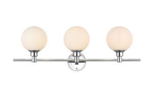 Cordelia 3 light Chrome and frosted white Bath Sconce