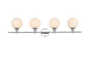 Cordelia 4 light Chrome and frosted white Bath Sconce
